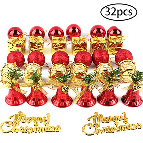 Preisvergleich Produktbild 32pcs Weihnachtskugel Verschiedene Anhänger Shatterproof Ball Ornament Set Saisondekorationen mit Wiederverwendbare Hand Hilfe Geschenkboxen Ideal für Weihnachten, Feiertag und Partei (Gold und Rot)