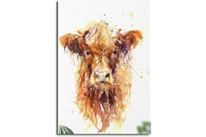 Shukqueen Paint by Number Cow, DIY Oil Painting for Adults, Kids, Beginner's, 16X20 Inch, Frameless