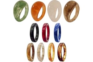 PPX Pierścionki z żywicy, 11 sztuk pierścieni z tworzywa sztucznego, akrylowe pierścionki dla kobiet, nastolatek, dziewcząt, masywne, estetyczne, modne, kolorowe, ładne, z możliwością układania w stos, pierścionki luzem, żywica