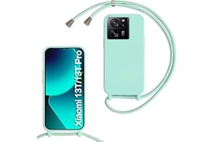 MBSLFY Silikon Handykette für Xiaomi 13T/13T Pro/Redmi K60 Ultra Hülle mit Band,Verstellbarer Halskette Handyhülle,Necklace Hülle mit Band, Handyhülle für zum Umhängen,Case mit Schnur,Minz grün