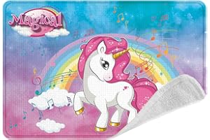 ICE TOYS Asciugamano protettore di scrivania tovaglietta in tessuto per bambine 30x40cm 100% poliestere per scuola viaggio regalino (Unicorno)
