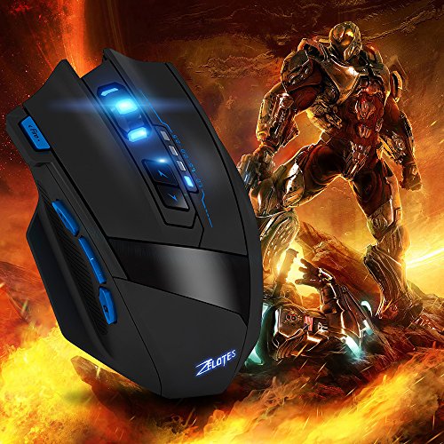 Rat  n   ptico Inal  mbrico  AFUNTA ZElOTES F15 2 4Ghz Wireless Mouse Rat  n para Gaming Profesional 2500 DPI Ajustable 9 Botones del Rat  n del Ordenador   ptico con luces LED para PC Mac Pro Gamer
