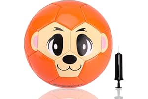 U&C Planet Kids Football Toddlers Football, Size 2 Footballs, Small Ball for Baby, Garden Balls Gift for Kids Boys Girls 1 2 3 4 5 6 Years Old Orange Monkey
