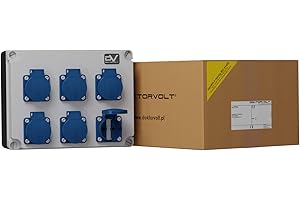 Doktorvolt Distribuidor móvil de corriente fuerte FRED, distribuidor de corriente con Mennekes 6 x 230 V, distribuidor de corriente de construcción, distribuidor de pared IP44