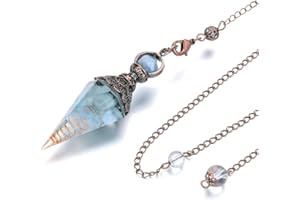 JOVIVI Aquamarine Dowsing Pendulum Crystal Healing Blue Hexagonal Gemstone Crystals Point Pendulum for Divination Scrying Dowser