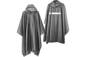 Lulizar 3 in 1 Waterproof Rain Poncho, Reusable Rain Poncho Waterproof Adult with Reflective Strip, Lightweight Poncho Waterproof with Pocket, Tear Resistance Rain Poncho Waterproof Adult