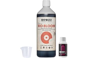 GROWMANIA.ES GROWMANIA Bio Bloom de BioBizz 1 l + échantillon Boost Up Nutrients + Verre doseur | Biobloom engrais organique pour floraison complète Convient à tous les types de plantes
