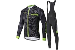 JOGVELO Cyclisme Maillot, Maillot Manches Longues + Pantalons 3D Coussin Réfléchissant Automne Hiver pour Homme