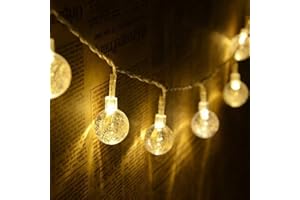 LiyuanQ Globe Fairy Lights Plug in 60 LED String Lights Mains Powered Waterproof Indoor Outdoor Hanging Lights Decorative Christmas Lights for Bedroom Patio Garden Party Wedding(Warm White)