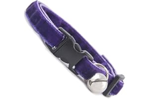 COOL CAT COLLARS Cadbury Purple Double Velvet Soft Cat Collar. Beautiful cat safety collars with bell available in a range colours made in the UK from velvet ribon, purrfect for your kitty