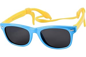 besbomig Klasyczne Dziecięce Okulary Przeciwsłoneczne dla Dzieci z Polaryzacją Ochrona UV 400 Okulary Prostokątne Elastyczna Ramka dla Dziewczynek Chłopców Maluch Wiek 3-12