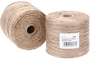 GARPET Hilo de Yute 500 g, Pulido de 1 mm, 500 m - Cordel de Yute, Cuerda para Paquetes, Cuerda de jardín, Cuerda de Manualidades, Hilo de jardín, cordón, Cordel de Embalaje, Cordel retorcido