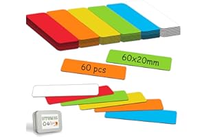 UTOMAG 60 Étiquettes magnétiques inscriptibles 60x20mm, Cartes Magnétiques Effaçables, tiquettes magnétiques effaçables,pour Tableaux Blancs, Réfrigérateurs