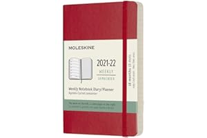 Moleskine - Agenda Semanal de 18 Meses, Agenda de Bolsillo 2021/2022, Agenda Semana Vista con Tapa Blanda y Cierre Elástico, Tamaño de Bolsillo 9 x 14 cm, Color Rojo Escarlata, 208 Páginas