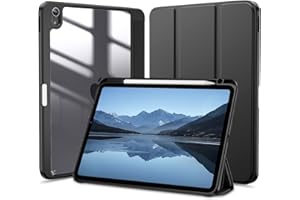 Etui Vobafe do iPada Air 5 2022/iPad Air 4 2020 10,9", przezroczyste etui iPad Air 5 generacji z uchwytem na ołówek, obsługuje bezprzewodowe ładowanie iPencil 2, automatyczne uśpienie/budzik, czarne