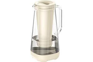 GLACIER FRESH Glass Water Filter Jug | 3L | 1x Activated Carbon + 1x Ultrafiltration Filter | Removes Chlorine, Fluoride, Limescale, Heavy Metals Such as Lead, Copper | Ivory