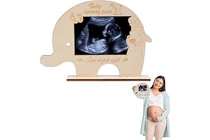 DKINY Baby First Scan Photo Frame Pregnancy Announcement Gifts, Wooden Baby Sonogram Picture Frame, Mum to Be Gifts, Elephant Ultrasound Photo Frame for Gender Reveal Baby Shower