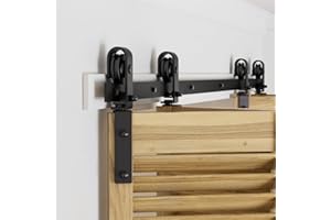 WOLFBIRD Plegables 1.8M/6FT Herraje para Puerta Corredera Kit de Accesorios para Doble Plegable Puertas Correderas para aberturas de puerta de 150-160cm