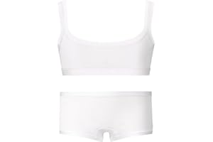 EMY Set Coordinato Bambina Brassiere e Culotte Shorts in Cotone | Ideale per Danza Ginnastica Pattinaggio | Bianco Nero Nudo | Taglie 4-12 Anni | Intimo Naturale e Traspirante