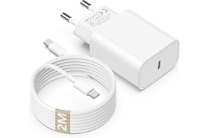 JEENEK Chargeur iPhone 17 16 15 avec Cable de Charge, Chargeur Rapide USB C Original 20W avec câble USB C AUT C 2M Compatible avec Apple iPhone 17 Air/16e/15 /Pro Max/Plus, iPad Pro 12.9, 11 10/Mini/Air
