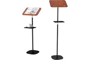 lesolar Lectern Podium Stand with Storage Tray Height Adjustable Portable Standing Desk Table Steady Book Stand with Bookmark, Computer Book Holder Teacher Podium for Church Weddings Speech