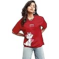 Bewakoof Women's Believe Cat Graphic Print 100% Cotton T-Shirt- Oversized Fit, Round Neck, Half Sleeve