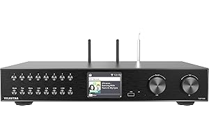 TELESTAR Top 500 – Sintonizador HiFi (43 cm de Ancho, Radio por Internet/Dab+, función de transmisión y recepción Bluetooth, grabación por USB, Servicios de Streaming) – Negro