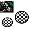 VCiiC (2 73mm Black/White Checkered Checkerboard Pattern Soft Silicone Cup Holder Coasters for Mini Cooper R55 R56 R57 R58 R59 Front Cup Holders