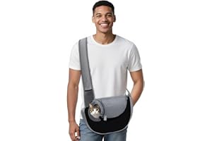 ALLSOPETS Borsa per Cani e Gatti, Borsa Cane Traspirante a Tracolla per Viaggio Passeggiate Outdoor, Porta Animali a Mani Libere (Nero Classico, S)