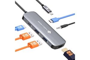NOVOO USB C Hub Multiport Adapter USB C do USB 3.2 x 2, 100W PD Ładowanie, 4K@60Hz HDMI i USB-C 3.2 10 Gbps porty danych, 3.5mm audio, 6 w 1 USB C Adapter kompatybilny z MacBook Pro, Air i więcej