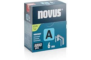 NOVUS TOOLS Agrafes en fil fin 6 mm de type 53, grand boîte avec 5000 pièces, agrafes galvanisée pour tissus, cuir, capitonnage ou moquettes