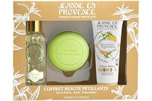JEANNE EN PROVENCE - Coffret Verveine Beauté Pétillante - Eau de parfum 60ml + Crème mains 75ml + Savon solide 100g - 95% d'Ingrédients d'Origine Naturelle - Savon fabriqué en Provence - 100 gr