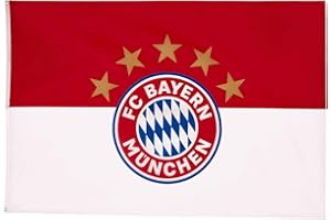 FC Bayern München Bandiera dell'issa, con logo, rosso, bianco, 180 x 120 cm