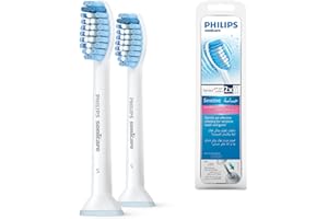 Philips Sonicare HX6052/07 Pack da 2 Testine di Ricambio S Sensitive per Spazzolino Elettrico Sonico, Per Denti Sensibili, Bianco
