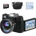 Appareil Photo Numérique 4K 48MP CCN - Écran Flip 180° 3" Zoom 16X, Trépied, Micro, Objectifs Grand Angle & Macro, Noir
