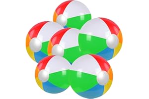PVFZXS 6 Stück Wasserball Klein Aufblasbar, (Durchmesser 23cm) Heller Regenbogen-Farbiger, Auslaufsicherer PVC-Strand Pool Partys, Schwimmspielzeug für Jugendliche