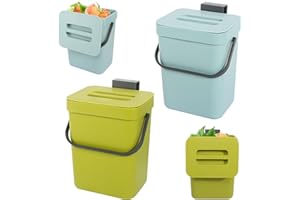 CUINIUNAID 2 Stück Biomülleimer Küche Klein mit Deckel (3L+3L) Hängend Komposteimer Küche Klein Bio Mülleimer Klein Mini Mülleimer Küche Bioabfall Bioabfallbehälter für Küche Mülleimer Wohnwagen Küchenmülleimer