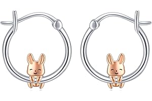 CHENGHONG Pendientes de aro Huggie de plata de ley 925, diseño de panda, búho, colibrí, koala, mapache, conejo, delfines, caracol y cartilago, hipoalergénicos, para mujeres y niñas