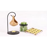 Vios Store Modern Seramik Buhurdanlık Seti - 16'lı Tealight Mum ve Değiştirilebilir Aroma Wax Hediye (A&Ccedil;IK KAHVE)
