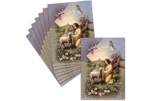 MERCI-FACTEUR.COM Carte Ancienne Joyeuses Pâques — 8 Cartes Postales ➽ 3 Formats Dispos — Carte L'agneau Pascal Sur Une Carte Ancienne