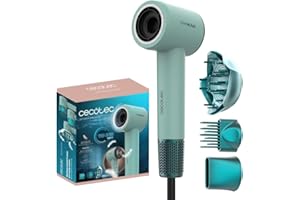 Cecotec Secador de Pelo Compacto y Ligero DryNova 3in1 Mint. 1600W, 110000RPM, Motor Brushless, Voluminizador, Difusor y Concentrador, Generador Iones, Silencioso y Duradero, 4 Ajustes Temperatura