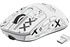 VGN GAMEPOWER ATTACK SHARK X3 SUPERLIGHT Mouse Gaming Wireless, 49g Ultraleggero Mouse da Gioco, PixArt PAW3395, 26,000 DPI, 2.4G/BT5.0/Cablato, Mouse Grip Tape, Durata Batteria 200Hrs, Bianco