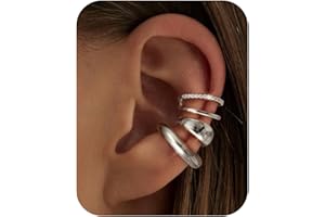 CASSIECA 3/5Pcs Chunky/Thin Ear Cuffs Non Piercing for Women - Dainty 14K Gold Plated Cuff Earring Trendy Cubic Zirconia Ear Cuff for Women Cartilage Jewelry Gift