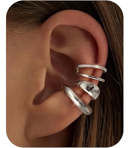 4 Paia Orecchini A Clip Oro Grandi Per Donna – Cartilagine Chunky, Ipoallergenici, Senza Piercing, Moda Regalo Per Ragazze