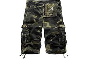 shownicer Shorts Cargo Homme Baggy Rétro Pantacourt Outdoor Bermudas Casual Pantalon Court Multi-Poches de Loisir Travail Sport Jogging Grande Taille