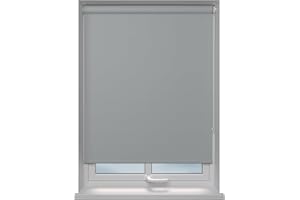 Home In Style 4U Roller blinds Thermal Blackout Roller blind - Trimmable UV Protection Child Safe Home Office Window Blinds Easy Fit Room Darkening shades Light Grey Bliind 120cm wide x165cm drop