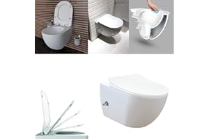CREAVIT Spülrandlos integrierte Kalt und Warmwasser Armatur Hänge Dusch WC Taharet Bidet Taharat Intimdusche inkl. Duroplast Soft-Close Deckel FE322