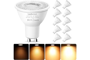Ledivion GU10 LED Bulbs Dimmable, Warm White 3000K, 4.7W LED Spotlight Bulb, 50W Halogen Equivalent, 220-240V 345 Lumen 38° Beam Angle, Pack of 10