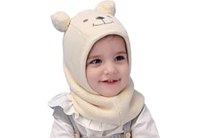 Magracy Baby Toddler Kids Winter Warm Hood Hat Fleece Lined Knit Hat Scarves with Ears