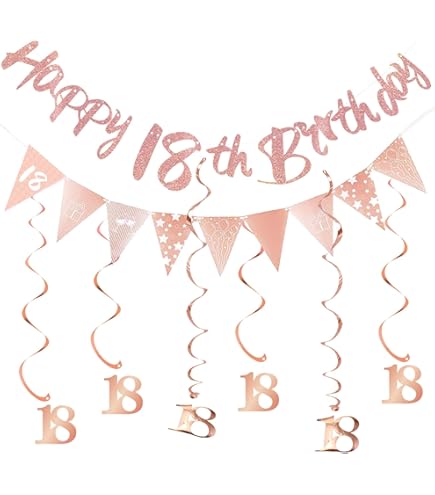 18. Geburtstag Deko Set - Rosa Gold Girlanden Und Partydekoration